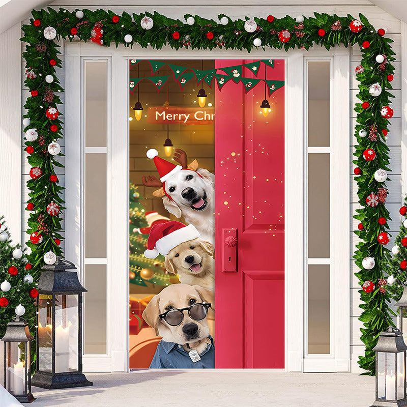 Christmas door decoration - Washable and reusable fabric 