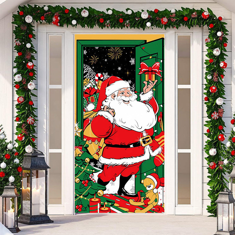 Christmas door decoration - Washable and reusable fabric 